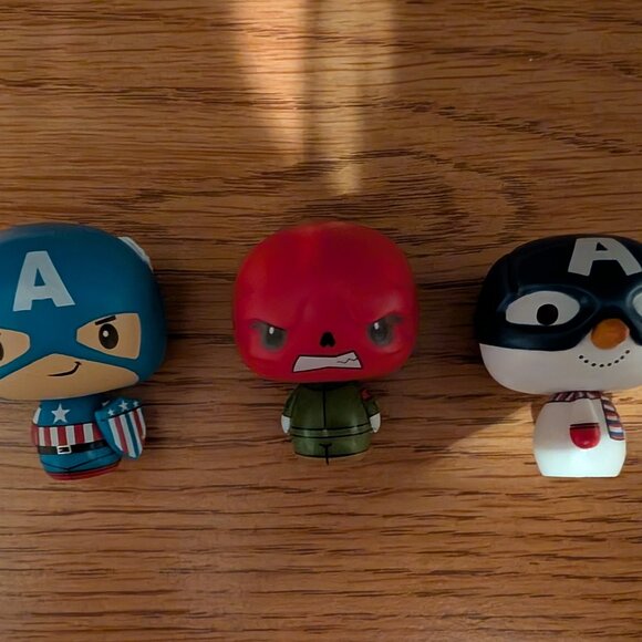 Marvel Funko pint size heroes -- Captain America, Red Skull, and Snowman Cap - Picture 1 of 2